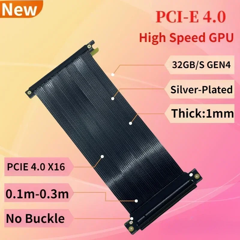 銀メッキシングルリバース16xグラフィックカード延長ケーブル - Itx Gpu Riser Pcie 4.0 16X のレビューと価格
